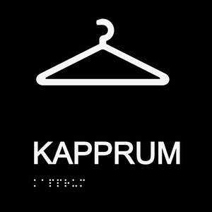 Informationsskylt kapprum svart