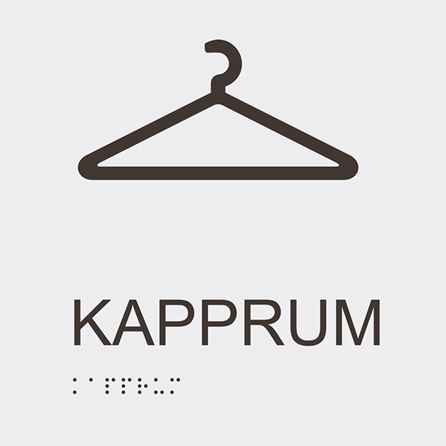 Informationsskylt kapprum vit