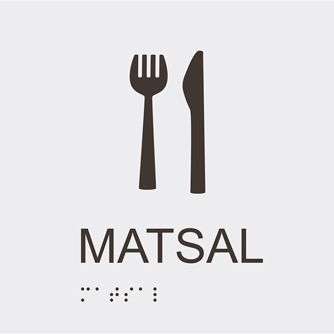 Informationsskylt matsal vit